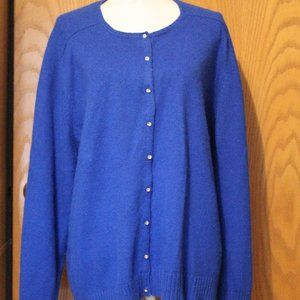 Royal Blue Long Sleeve Sweater  with crystal buttons